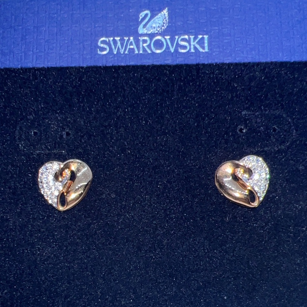 Swarovski Rose Gold Heart Earrings